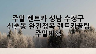주말 렌트카🚗 성남 수정구 신촌동 완전정복! #렌트카꿀팁 #주말여행